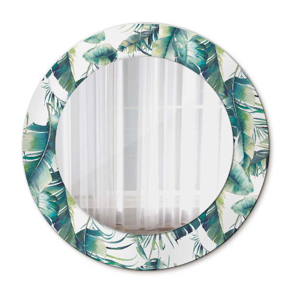 Miroir rond avec décoration Feuilles