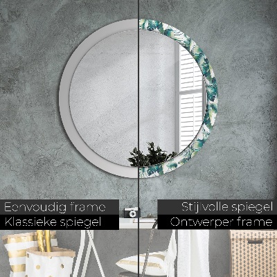 Miroir rond avec décoration Feuilles