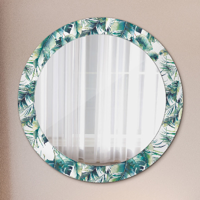 Miroir rond avec décoration Feuilles