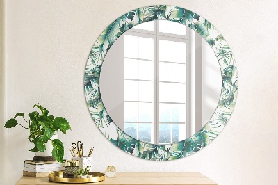 Miroir rond avec décoration Feuilles