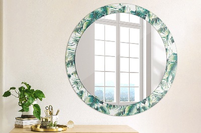 Miroir rond avec décoration Feuilles