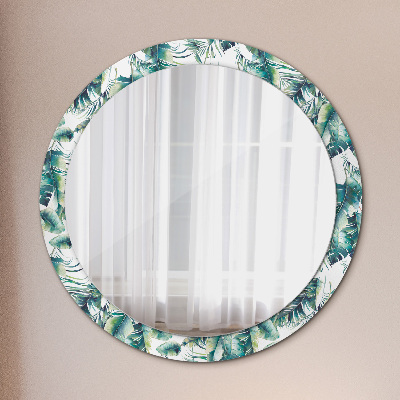 Miroir rond avec décoration Feuilles