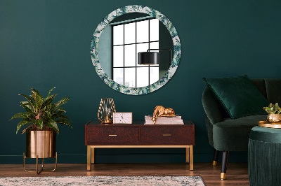 Miroir rond avec décoration Feuilles