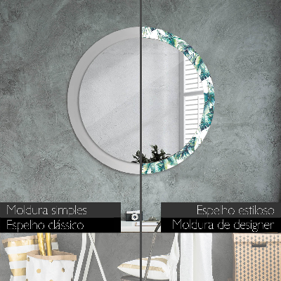 Miroir rond avec décoration Feuilles