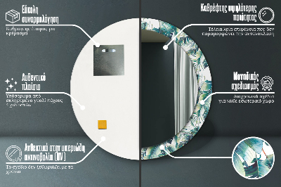 Miroir rond avec décoration Feuilles