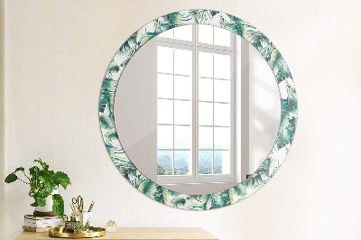 Miroir rond avec décoration Feuilles