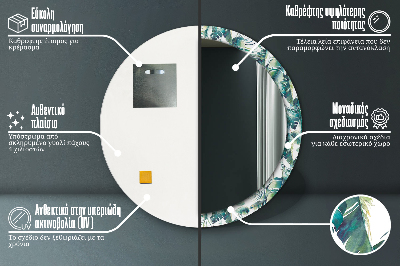 Miroir rond avec décoration Feuilles