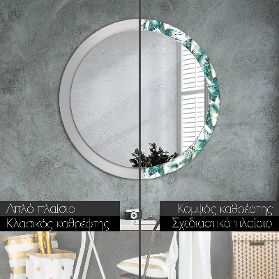 Miroir rond avec décoration Feuilles