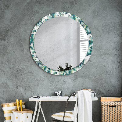 Miroir rond avec décoration Feuilles