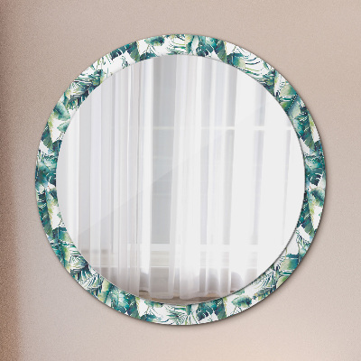 Miroir rond avec décoration Feuilles