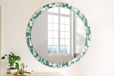 Miroir rond avec décoration Feuilles