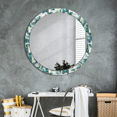 Miroir rond avec décoration Feuilles