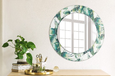 Miroir rond avec décoration Feuilles