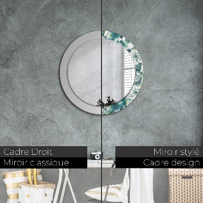 Miroir rond avec décoration Feuilles