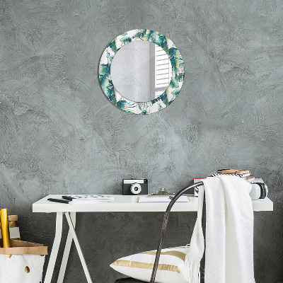 Miroir rond avec décoration Feuilles