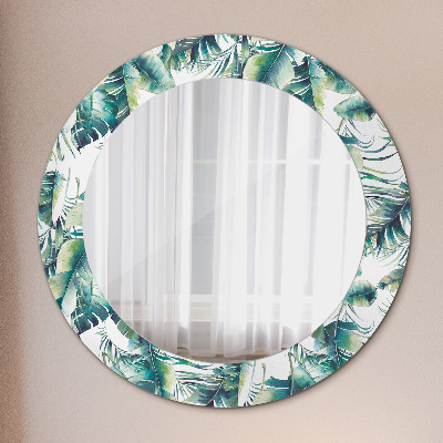 Miroir rond avec décoration Feuilles