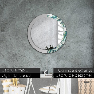 Miroir rond avec décoration Feuilles