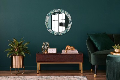 Miroir rond avec décoration Feuilles