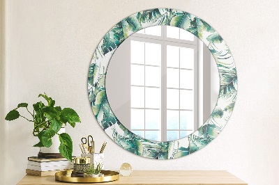 Miroir rond avec décoration Feuilles