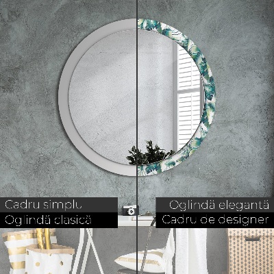 Miroir rond avec décoration Feuilles