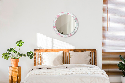 Miroir rond avec décoration Fleurs