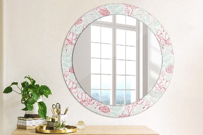 Miroir rond avec décoration Fleurs