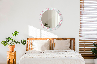 Miroir rond avec décoration Fleurs