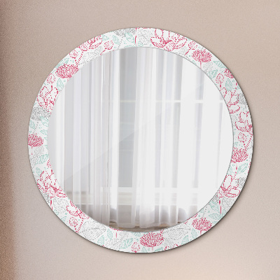 Miroir rond avec décoration Fleurs