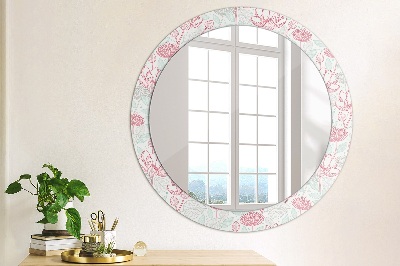 Miroir rond avec décoration Fleurs