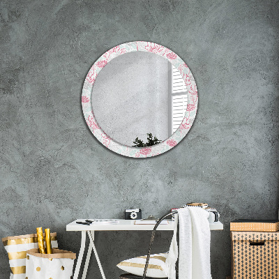 Miroir rond avec décoration Fleurs