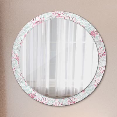 Miroir rond avec décoration Fleurs