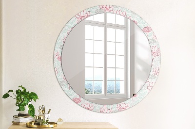 Miroir rond avec décoration Fleurs