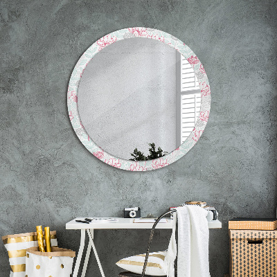 Miroir rond avec décoration Fleurs