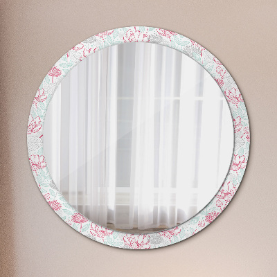 Miroir rond avec décoration Fleurs