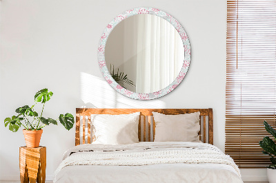 Miroir rond avec décoration Fleurs