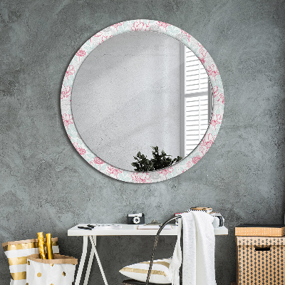 Miroir rond avec décoration Fleurs