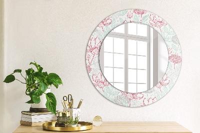 Miroir rond avec décoration Fleurs