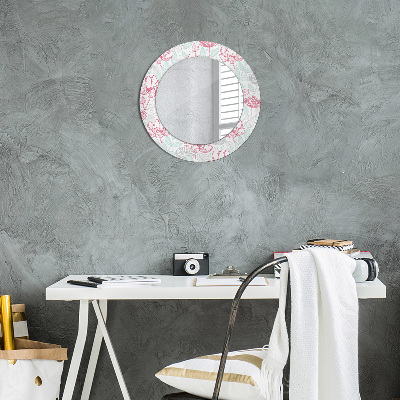 Miroir rond avec décoration Fleurs