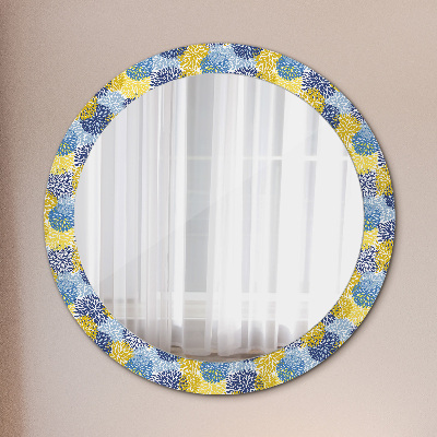 Miroir rond avec décoration Fleurs bleues