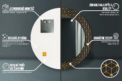 Miroir rond cadre avec impression Géométrie hexagonale