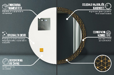 Miroir rond cadre avec impression Géométrie hexagonale