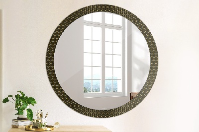 Miroir rond cadre avec impression Géométrie hexagonale