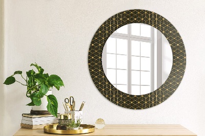 Miroir rond cadre avec impression Géométrie hexagonale