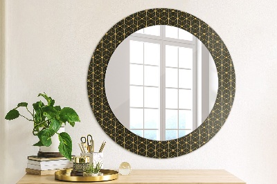 Miroir rond cadre avec impression Géométrie hexagonale