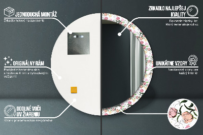 Miroir rond cadre imprimé Bourgeons de pivoine