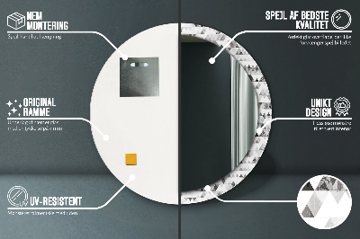 Miroir rond cadre imprimé Triangle arc-en-ciel
