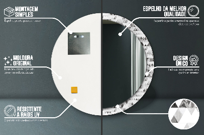 Miroir rond cadre imprimé Triangle arc-en-ciel