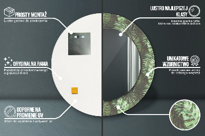 Miroir rond cadre imprimé Feuilles tropicales