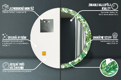 Miroir rond cadre imprimé Feuilles de la jungle