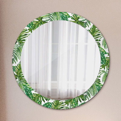 Miroir rond cadre imprimé Feuilles de la jungle